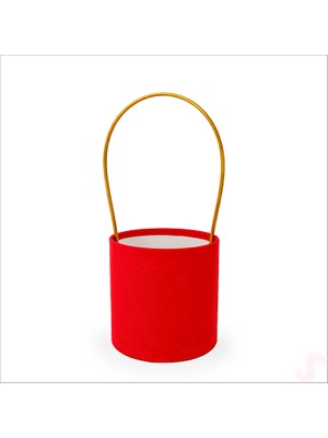 Süsle Bebek ve Parti Hortum Saplı Kırmızı Kadife Kutu Orta Boy - 14 cm