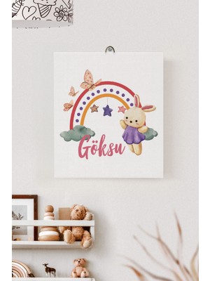 Lilabio Isme Özel Çocuk Odası Kanvas Tablo Tavşan (17X21 Cm)