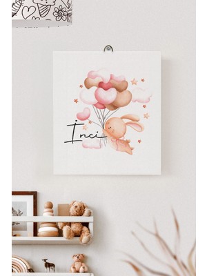 Lilabio Isme Özel Çocuk Odası Kanvas Tablo Tavşan (17X21 Cm)