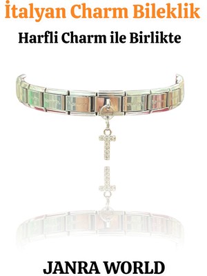 Janra World Italyan Charm Bileklik – Paslanmaz Çelik, Her Bileğe Uygun - Harfli Charm Ile Birlikte