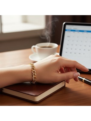 Lunel Accessory Altın Kaplama Zirkon Taşlı Gurmet Zincir Bileklik – Şık ve Zarif Tasarım