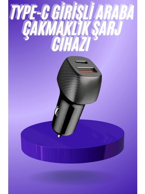 Sh Ticaret 38W USB Type-C Girişli Oto Çakmaklık Araç Içi Hızlı Şarj Çakmaklık Şarj Aleti
