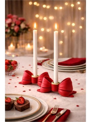 MisterionStudio Fiyonk Tasarımlı Dekoratif Mumluk – Uzun Mum Uyumlu Şık Masa Üstü Mum Tutucu 2'li