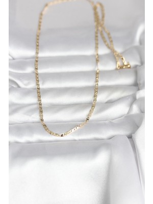 Bsre 14K Gold Renk Yassı Zincir 60 cm Kadın Kolye (Cm)