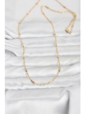 Bsre 14K Gold Renk Bar Zincir 60 cm Kadın Kolye (Cm)