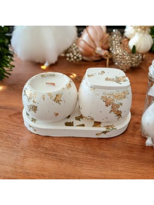 Celestia Altın Varak Detaylı Dekoratif Mum Seti