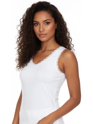 İlkyaz Fashion Ieg™ Geniş Askılı Dantelli Ribana Atlet B610