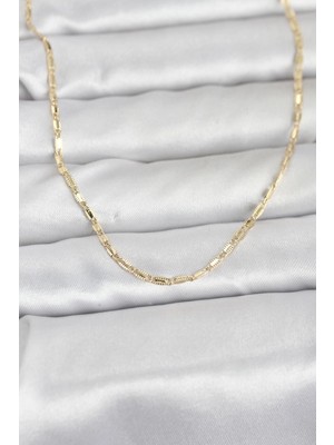 SHC4200 cm 14K Gold Renk Lazerli Zincir Model 60 cm Kadın Kolye