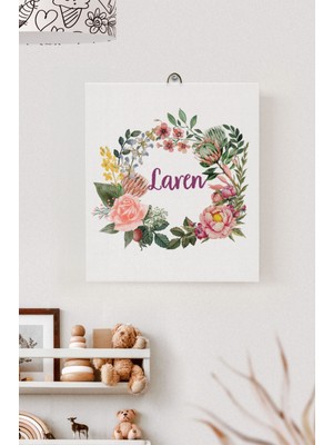 Lilabio Isme Özel Çocuk Odası Kanvas Tablo Çiçek (17X21 Cm)