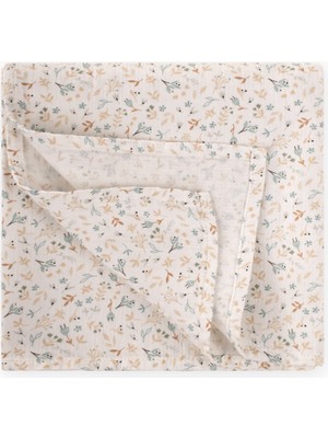 Cigit Baskılı Müslin Battaniye 90X100 cm Mint Çiçekli