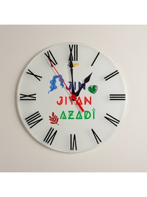 Zerya Jin Jiyan Azadi Yazılı Roma Rakamlı Duvar Saati