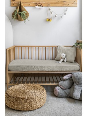 Keby Organik Pamuk Müslin Lastikli Çarşaf Seti 70×130  - Bej
