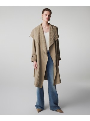 İpekyol Kuşaklı teknik kumaş pardösü IS1260011023022