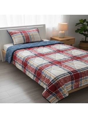 Merinos Comforter Tek Kişilik Yorgan Set Yastıklı 160 x 240 Kırmızı - Ekru