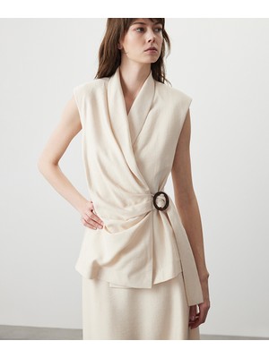 Miss İpekyol Pileli kruvaze bluz IS1260006048003