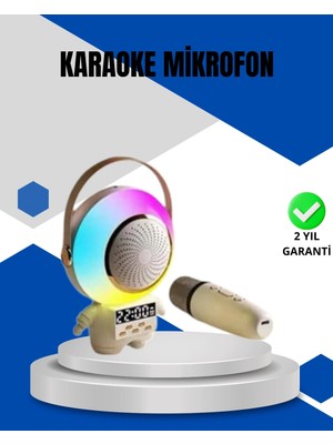 Shoplet Buğz Kablosuz Mikrofonlu Astronot Tasarım Bluetooth Speaker Karaoke