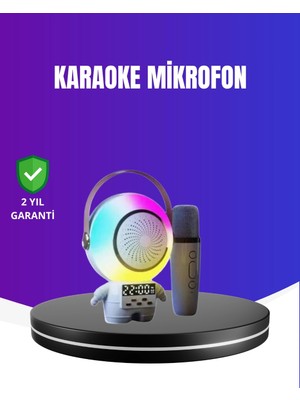 Shoplet Buğz Rgb Işıklı Astronot Bluetooth Hoparlör Karaoke Mikrofonlu