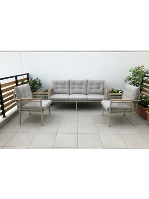 Opal 3+1+1 (Gri) Metal Gövde Balkon-Bahçe-Kafe,çay Seti,koltuk Takımı,oturma Grubu,ofis Koltuğu