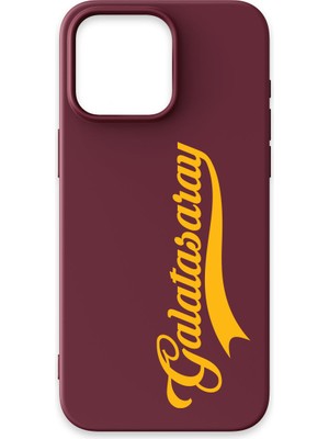 iPhone 15 Pro Uyumlu Galatasaray El Yazı Bordo Silikon Lisanslı Telefon Kılıfı