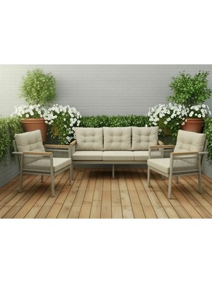 Opal 3+1+1 (Cappuccino) Metal Gövde Balkon-Bahçe-Kafe,çay Seti,koltuk Takımı,oturma Grubu,ofis Koltuğu