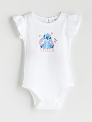 Lc Waikiki Yeni Sezon Bisiklet Yaka Stitch Baskılı Kız Bebek Çıtçıtlı Bodysuit