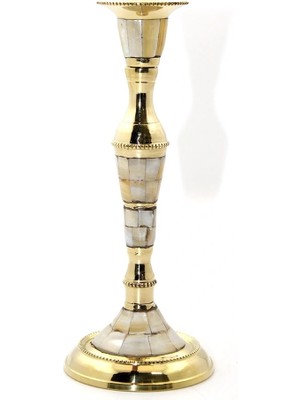 Shoplet Buğz Tekli Pirinç Sedefli Şamdan Model 1