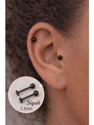 Sacce Scarves & Accessories 316L Cerrahi Çelik Top Piercing – Kulak, Tragus, Helix, Dudak, Burun & Dil Uyumlu (2 Adet)