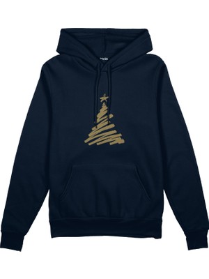 The Lucid Lab Minimal Christmas Tree Oversize Hoodie - Lacivert