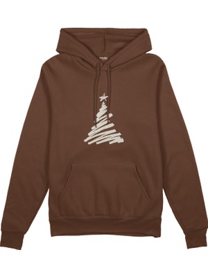 The Lucid Lab Minimal Christmas Tree Oversize Hoodie - Kahverengi