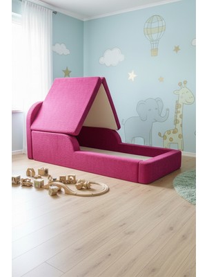 MiniWood Montessori Katlanır Çocuk Yatak Oyun Alanlı Karyola Sünger Yer Yatağı Bebek Beşik