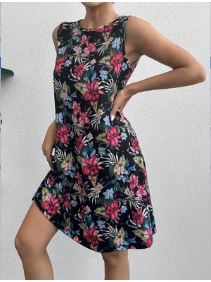 Etiler Collection Kadın Renkli Çiçek Baskılı Süprem Elbise