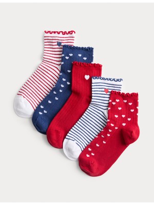 Marks & Spencer 5’li Pamuk Karışımlı Kalp Desenli Çorap Seti