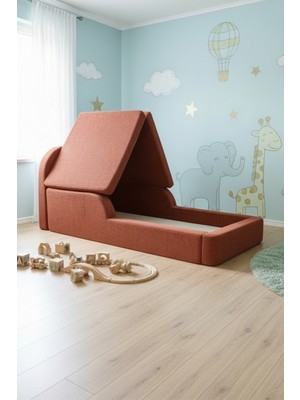 MiniWood Montessori Katlanır Çocuk Yatak Oyun Alanlı Karyola Sünger Yer Yatağı Bebek Beşik