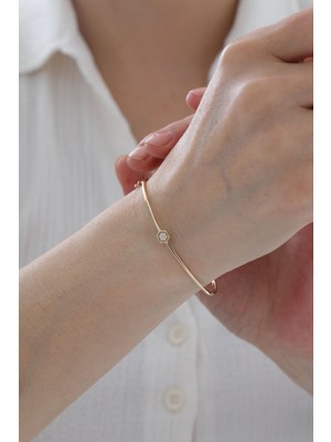 Yavuz Kuyumculuk 14 Ayar Altın Altıgen Taşlı Kelepçe