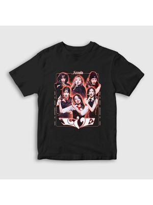 Presmono Unisex Çocuk Siyah Accendio K-Pop Ive Ive T-Shirt