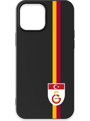 iPhone 13 Pro Uyumlu Galatasaray Parçalı Şerit Bayrak Arma Siyah Silikon Lisanslı Telefon Kılıfı