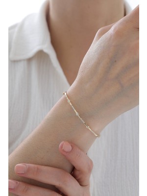 Yavuz Kuyumculuk 14 Ayar Altın Taşlı Modern Kelepçe