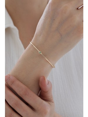 Yavuz Kuyumculuk 14 Ayar Altın Zümrüt Taşlı Kelepçe