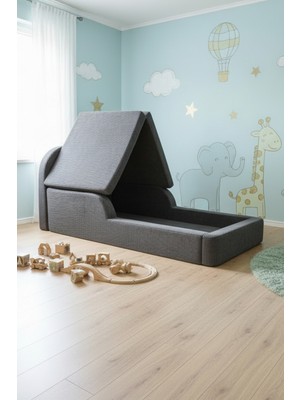 MiniWood Montessori Katlanır Çocuk Yatak Oyun Alanlı Karyola Sünger Yer Yatağı Bebek Beşik
