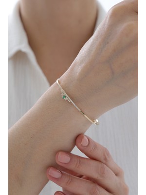 Yavuz Kuyumculuk 14 Ayar Altın Zümrüt Modern Kelepçe