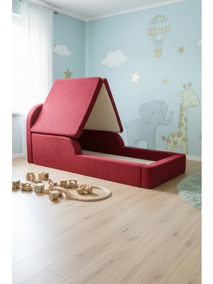 MiniWood Montessori Katlanır Çocuk Yatak Oyun Alanlı Karyola Sünger Yer Yatağı Bebek Beşik