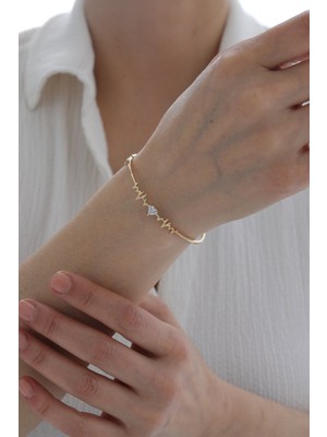 Yavuz Kuyumculuk 14 Ayar Altın Kalp Detaylı Ritim Kelepçe