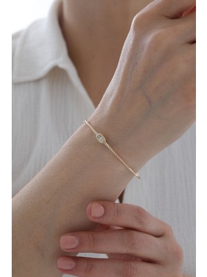 Yavuz Kuyumculuk 14 Ayar Altın Baget Taşlı Kelepçe