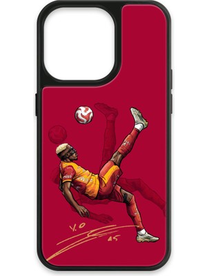 iPhone 14 Pro Uyumlu Galatasaray Osimhen Röveşata Imzalı Cam Lisanslı Telefon Kılıfı
