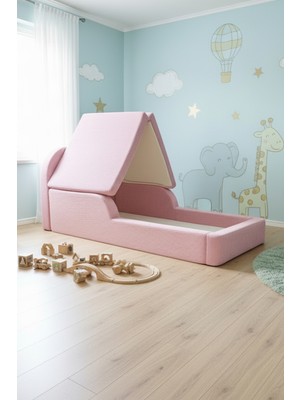 MiniWood Montessori Katlanır Çocuk Yatak Oyun Alanlı Karyola Sünger Yer Yatağı Bebek Beşik