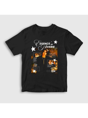 Presmono Unisex Çocuk Siyah Essence Byun Baekhyun Baek Hyun Exo T-Shirt