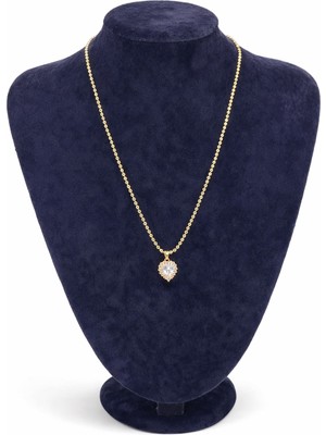 Pangu Zirkon Taşlı Kalp Figürlüaltın Renk Çelik Kolye