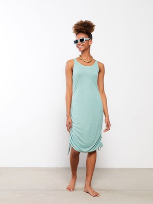 Lc Waikiki Yeni Sezon Kadın U Yaka Düz Kolsuz Plaj Elbisesi