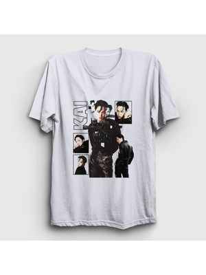 Presmono Unisex Beyaz Kai Kim Jong In Exo T-Shirt