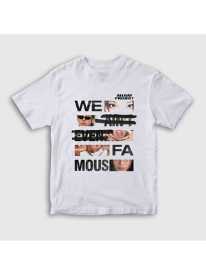 Presmono Unisex Çocuk Beyaz Famous K-Pop Allday Project T-Shirt